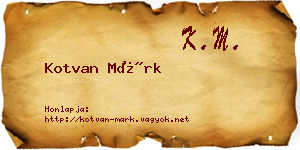 Kotvan Márk névjegykártya